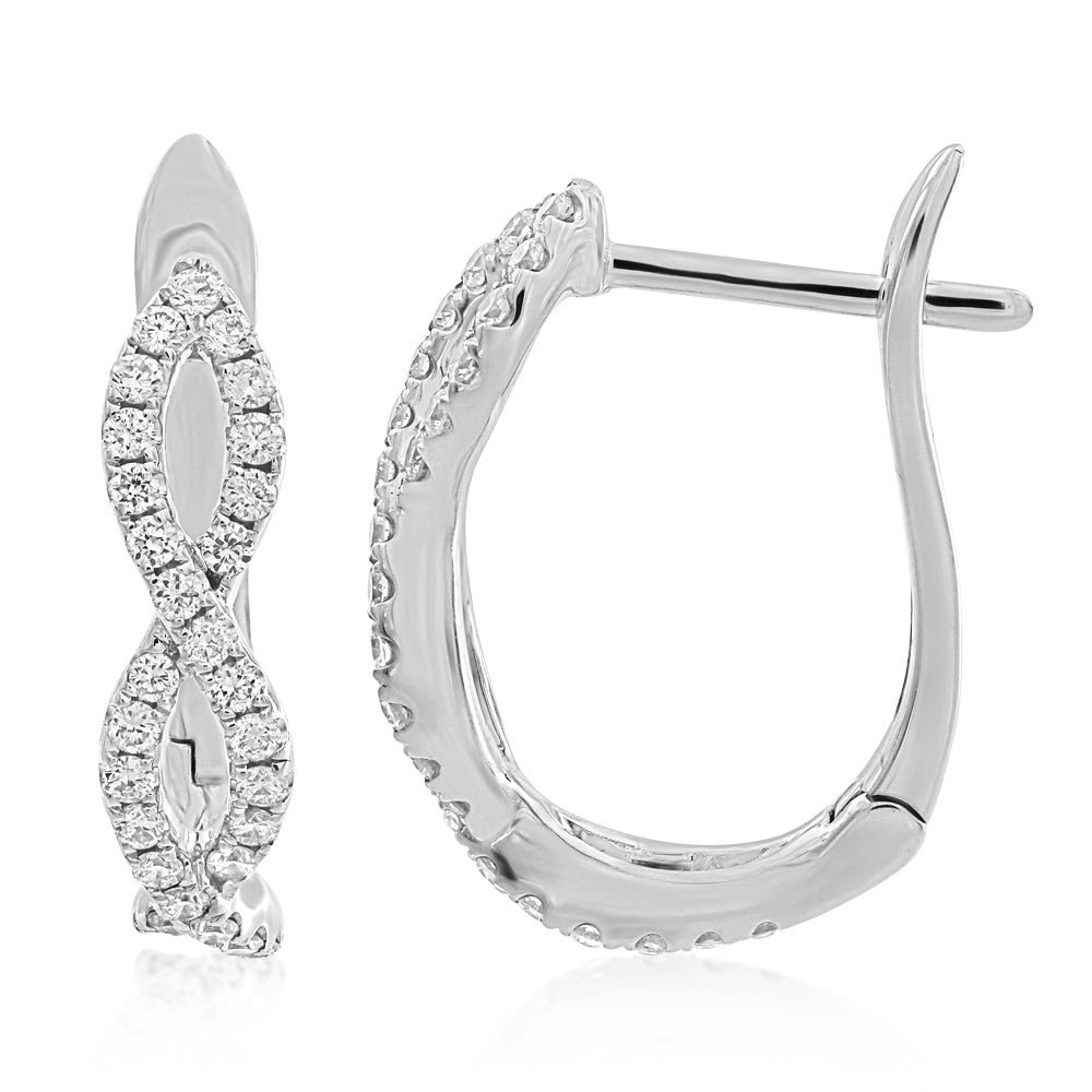 18K White Gold Diamond Infinity Hoop Earrings