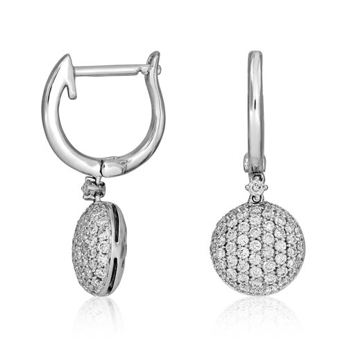 18K White Gold Diamond Pavé Drop Earrings