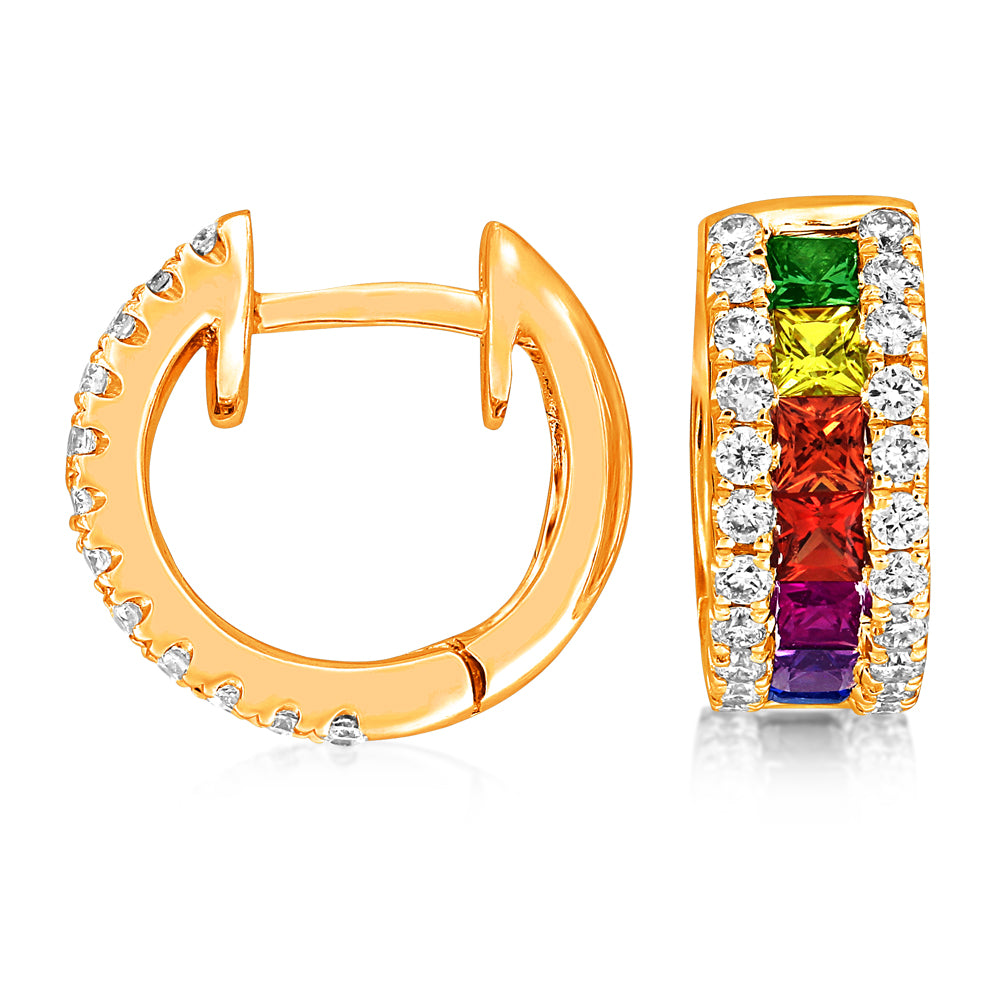 Multi-Colour Sapphire And Diamond Earrings