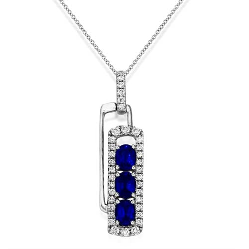 18k White Gold and Sapphire Diamond Pendant