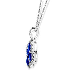 18k White Gold Diamond and  Clover Sapphire Pendant