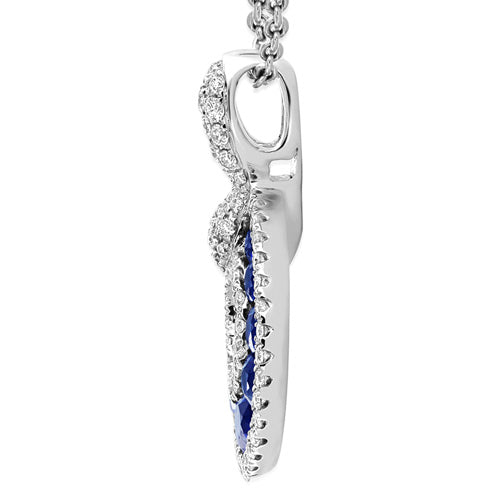 18K White Gold Round Sapphire and Diamond Circle Pendant