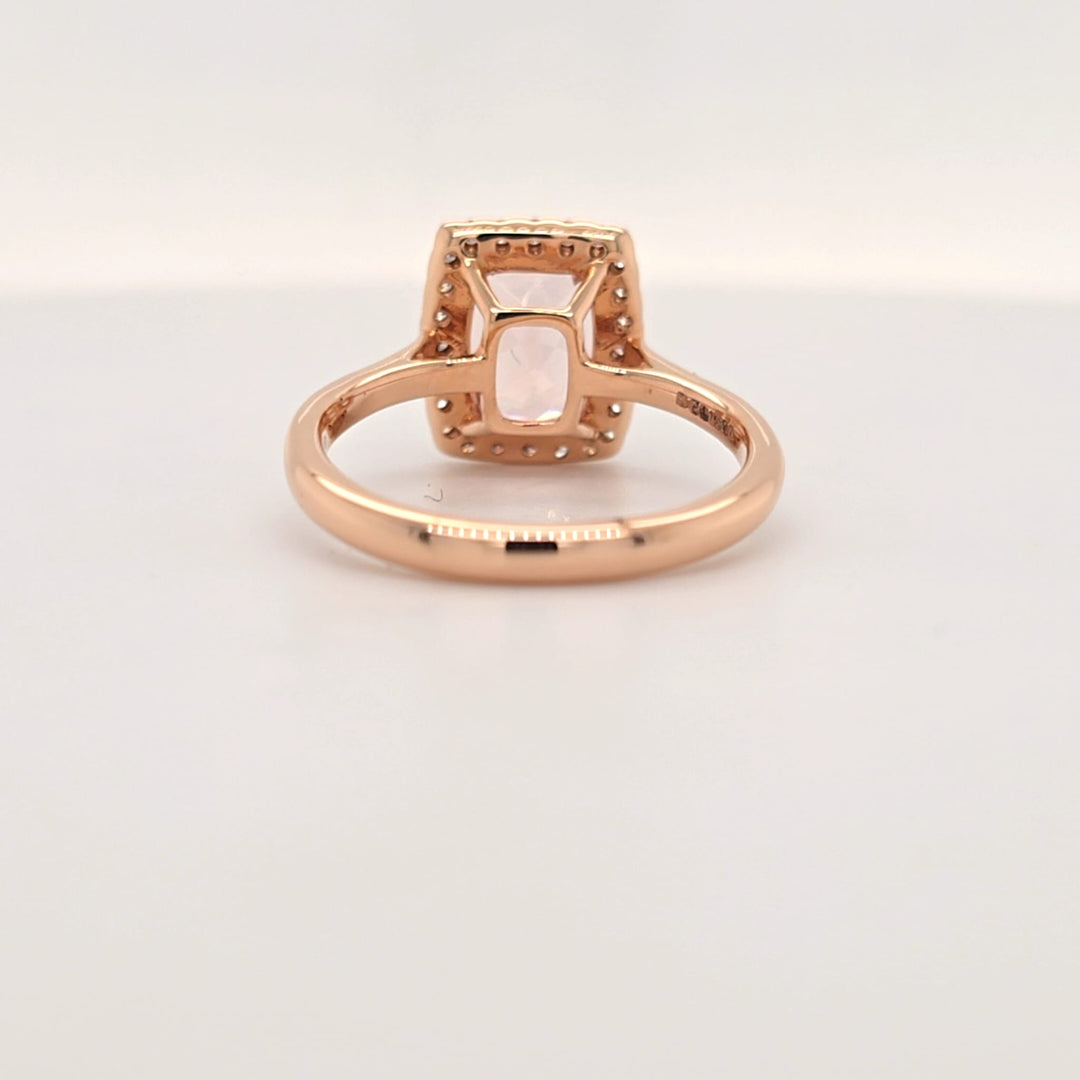 Morganite & Diamond Halo Ring in 18ct Rose Gold