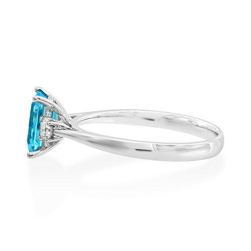 Octagon Aquamarine & Diamond Trilogy Ring